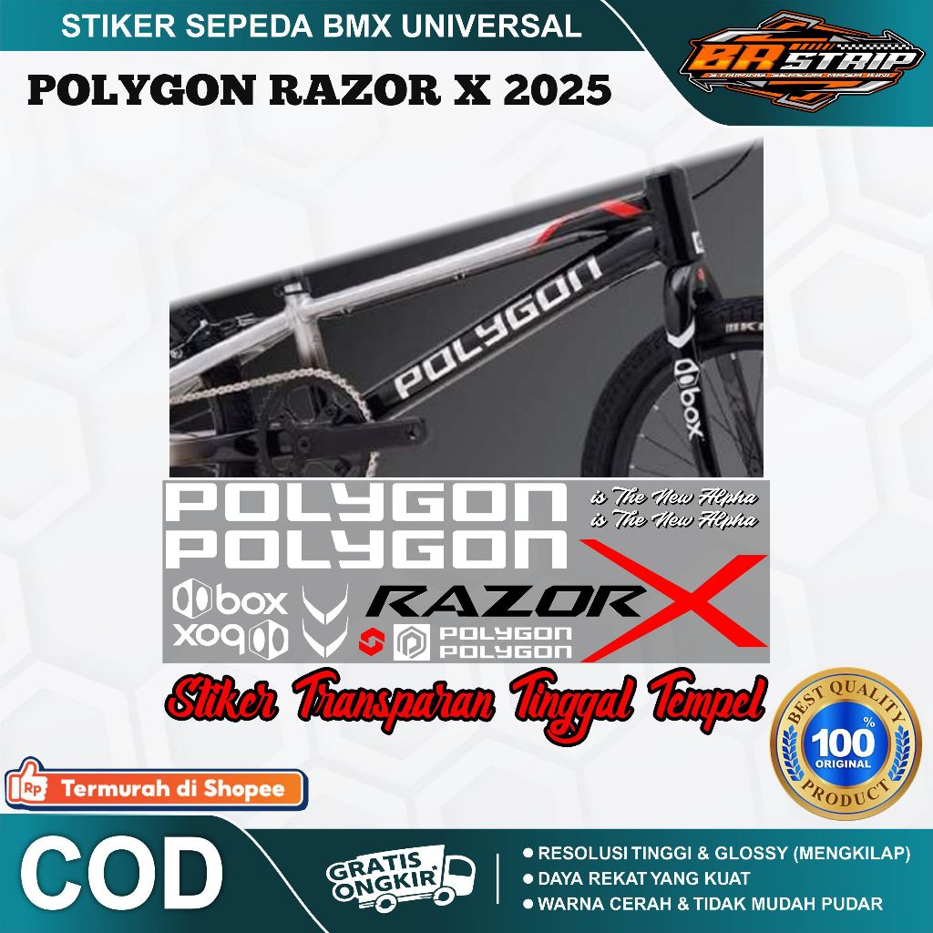 Jual (COD) stiker transparan maxdecal striping sepeda polygon razor x ...