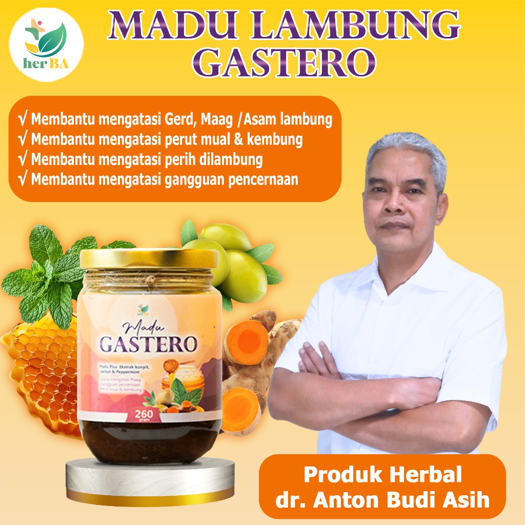 GASTERO 260gr - Madu Herbal Asam Lambung Gerd Maag Mual Muntah