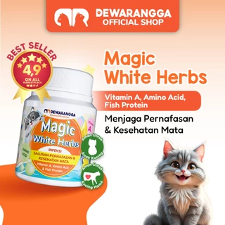 Dewarangga Vitamin Kucing MAGIC WHITE HERBS untuk Mengatasi Infeksi Saluran Pernafasan dan Kesehatan Mata, Mengatasi Flu & Belekan pada Kucing