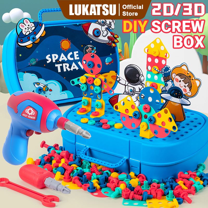 Jual LUKATSU 219pcs Mainan Anak Tool Box Set Mainan Perbaikan Sekrup ...
