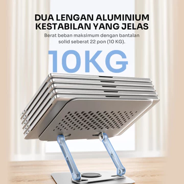 ROBOT RT LS06S Stand Holder Laptop Aluminium Alloy Rotatable 360° Liftable Foldable Garansi