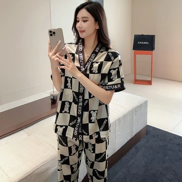 Baju Tidur Wanita Satu Set Piyama Pajamas Setelan Impor Celana Panjang Satin Premium Lengan