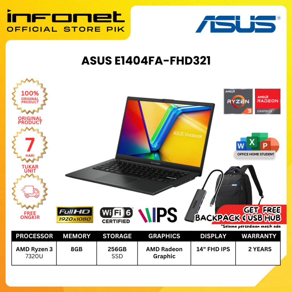 Jual ASUS E1404FA-FHD321 RYZEN 3 7320U 8GB 256GB 14