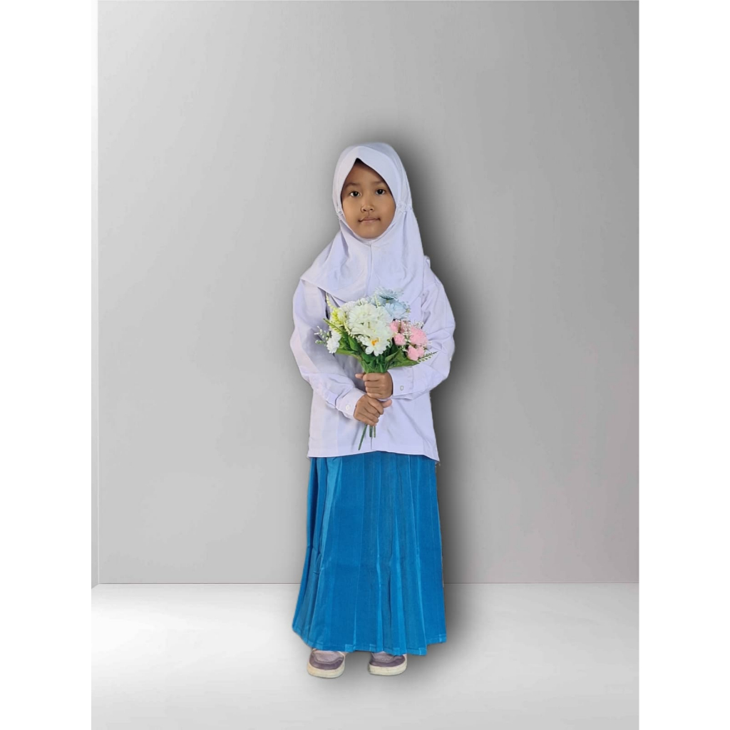 Jual Setelan Seragam Sekolah 2026 Anak Perempuan Baju Putih Rok Biru ...
