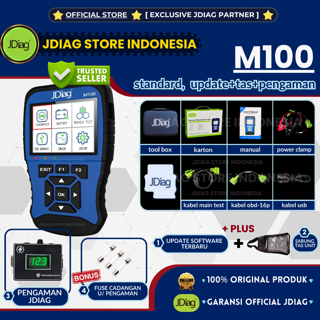 Jual ORIGINAL 100% JDIAG M100 BIRU SCANNER MOTOR JDIAG M 100 SCAN ...