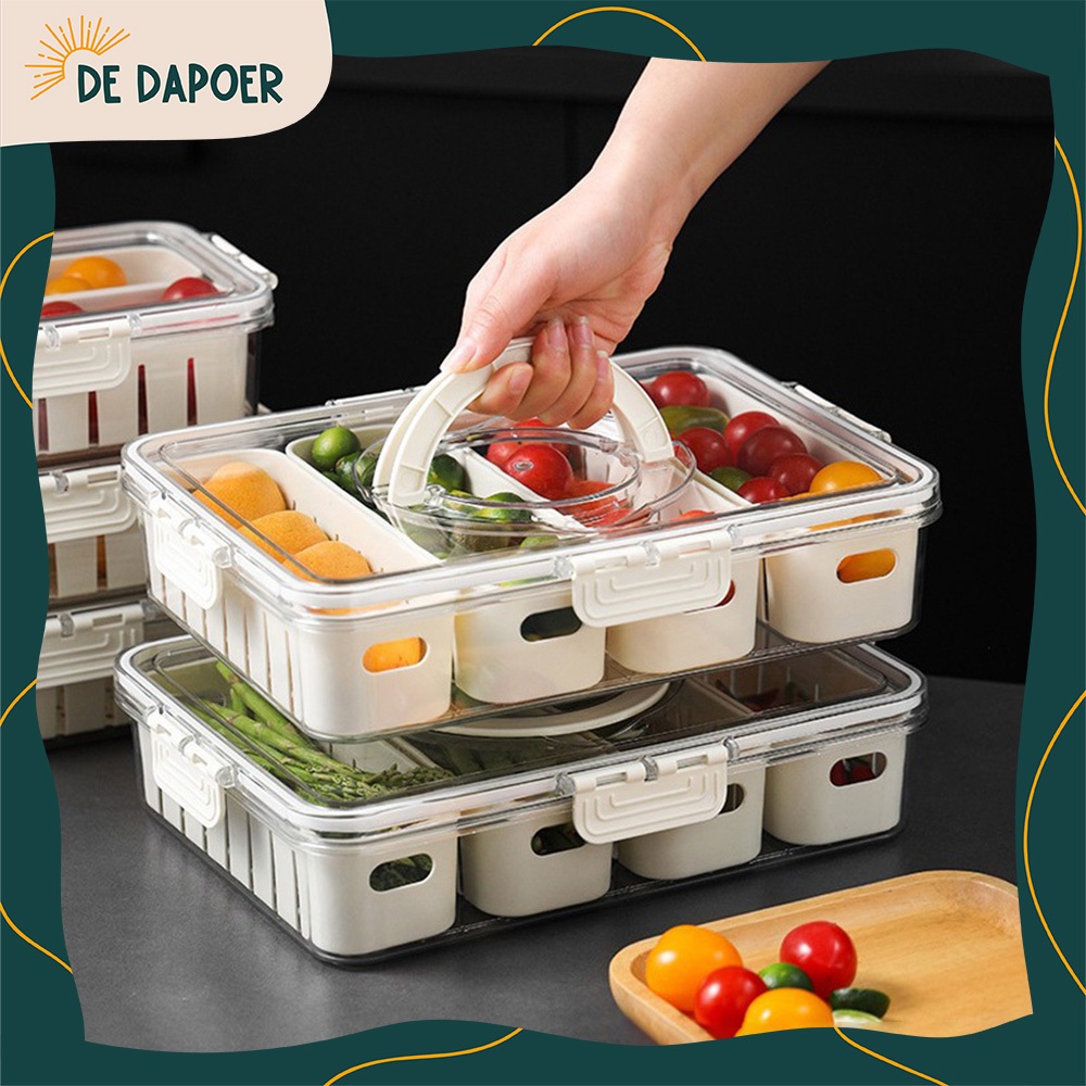 Jual Kotak Sayur Kulkas 4 Sekat Tertutup Food Container Buah Sayur ...