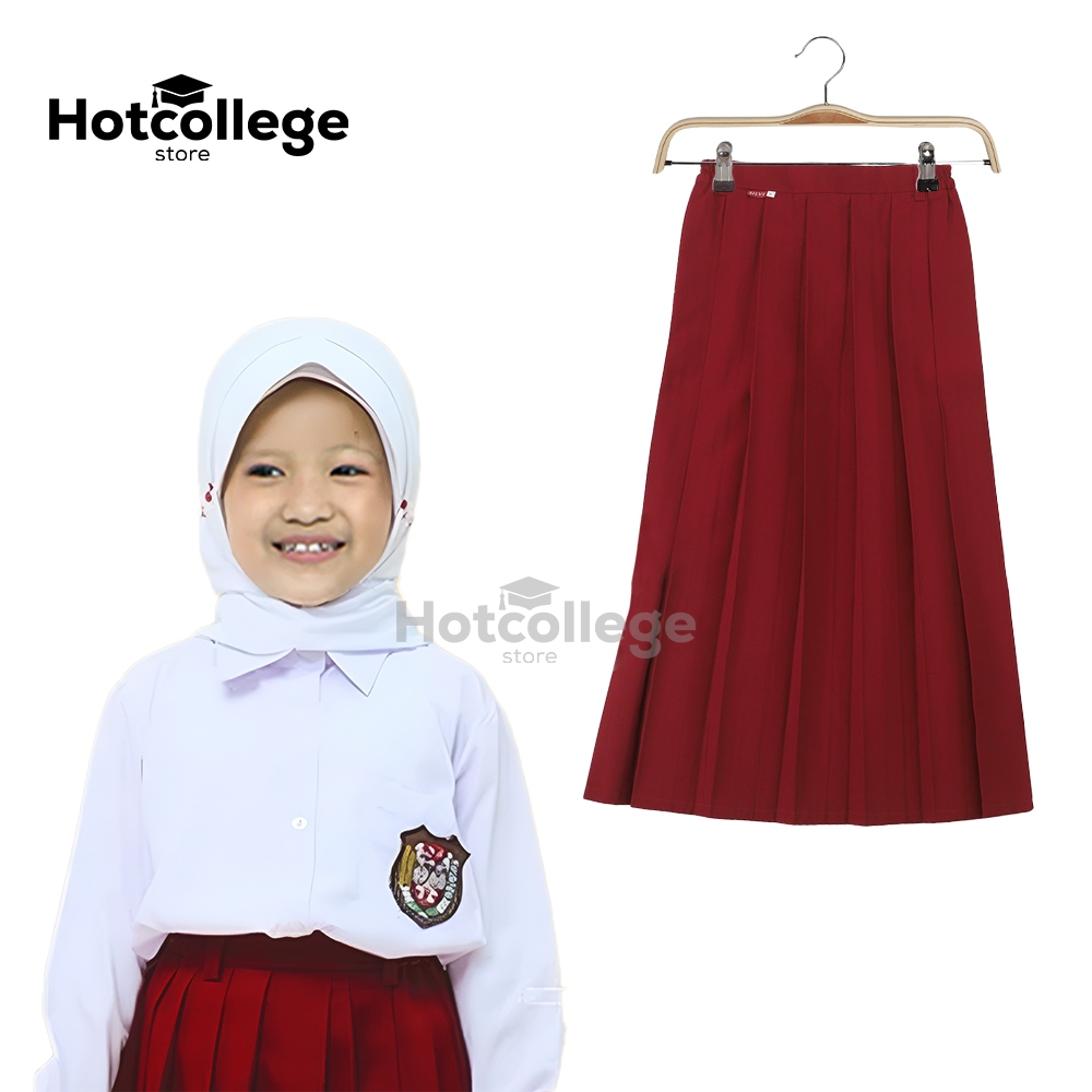 Jual HotCollege Seragam SD Rok Panjang Rempel Merah Seragam Sekolah Rok ...