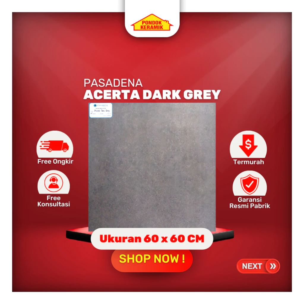 Granit Lantai Pasadena 60x60 Acerta Dark Grey