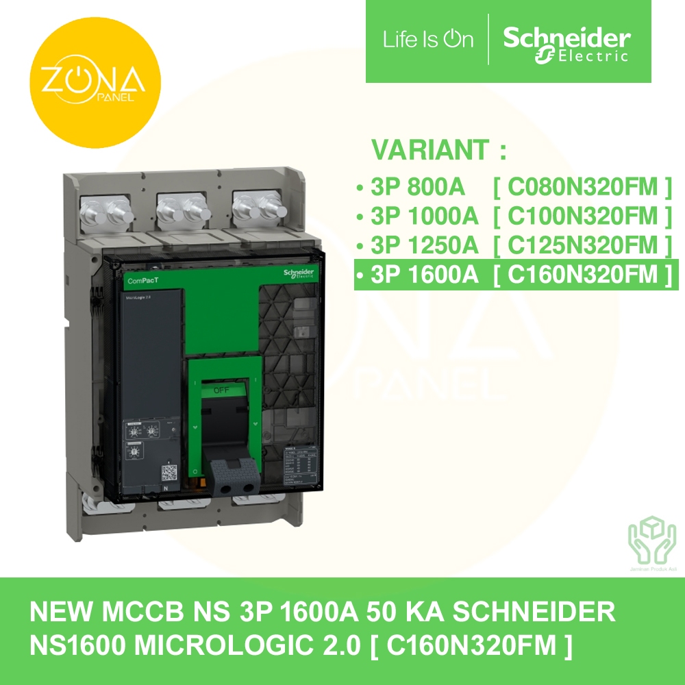 Jual MCCB SCHNEIDER COMPACT NS 3P 1600A 50KA NEW NS1600N MICROLOGIC 2.0 ...