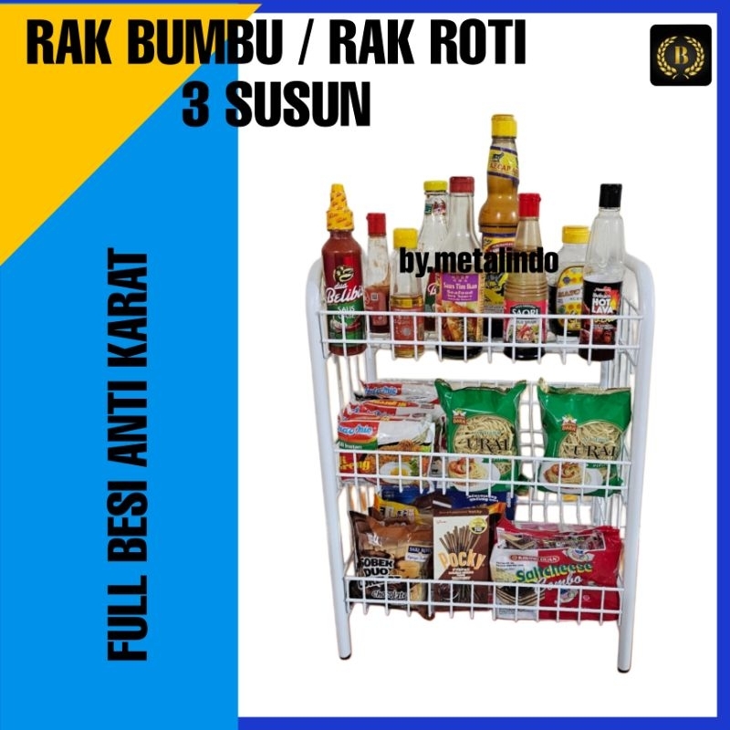 Jual Rak Display Roti Mbs Rak Bumbu Rak 3 susun Besi Serbaguna | Shopee ...