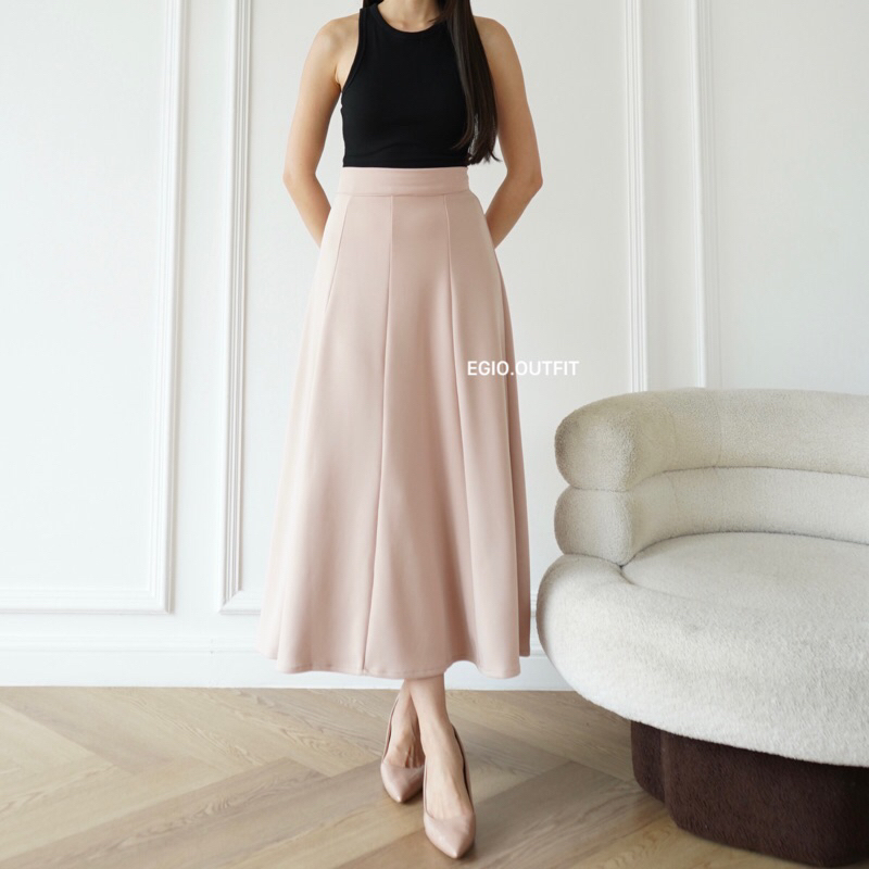 Audy Skirt - Korean Loose Maxi Skirt Rok Wanita Anti kusut foto 6