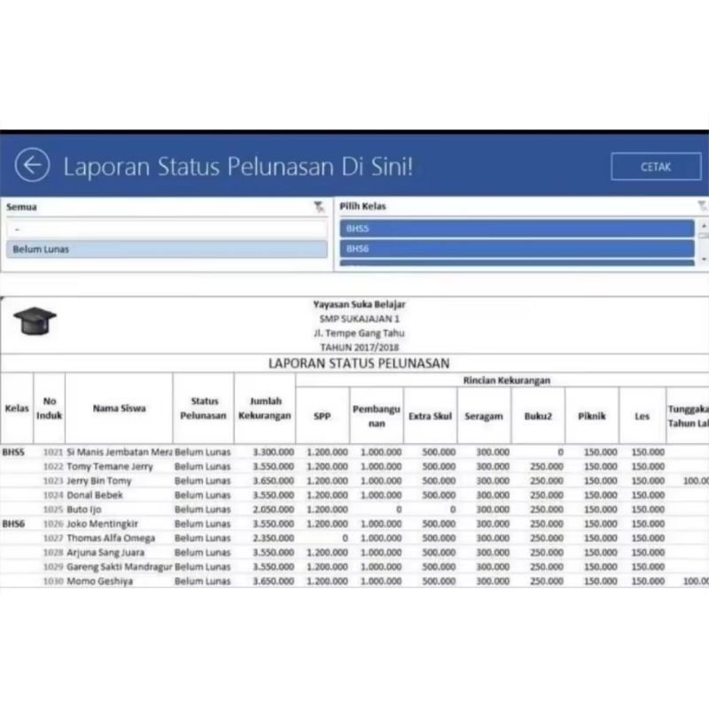 Jual Aplikasi SPP Pembayaran Sekolah Format Excel | Shopee Indonesia