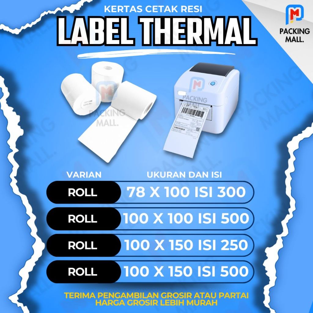 Jual Label Thermal ukuran 78x100 isi 300 lembar / Kertas Resi / Printer ...
