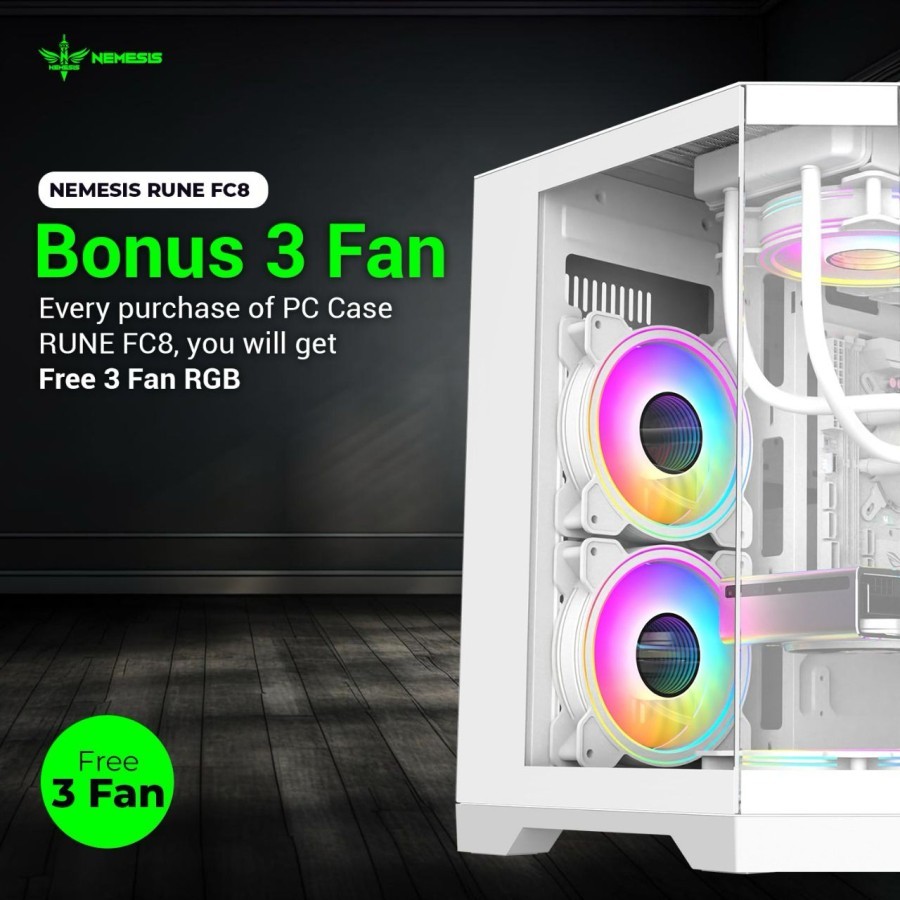 Jual PC Case M-ATX Mini-ITX Nemesis RUNE FC8 | free 3 fan RGB Pentagon ...