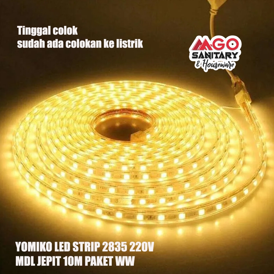 Jual LED STRIP YOMIKO LED STRIP 2835 220V MDL JEPIT 10M PAKET SIAP ...