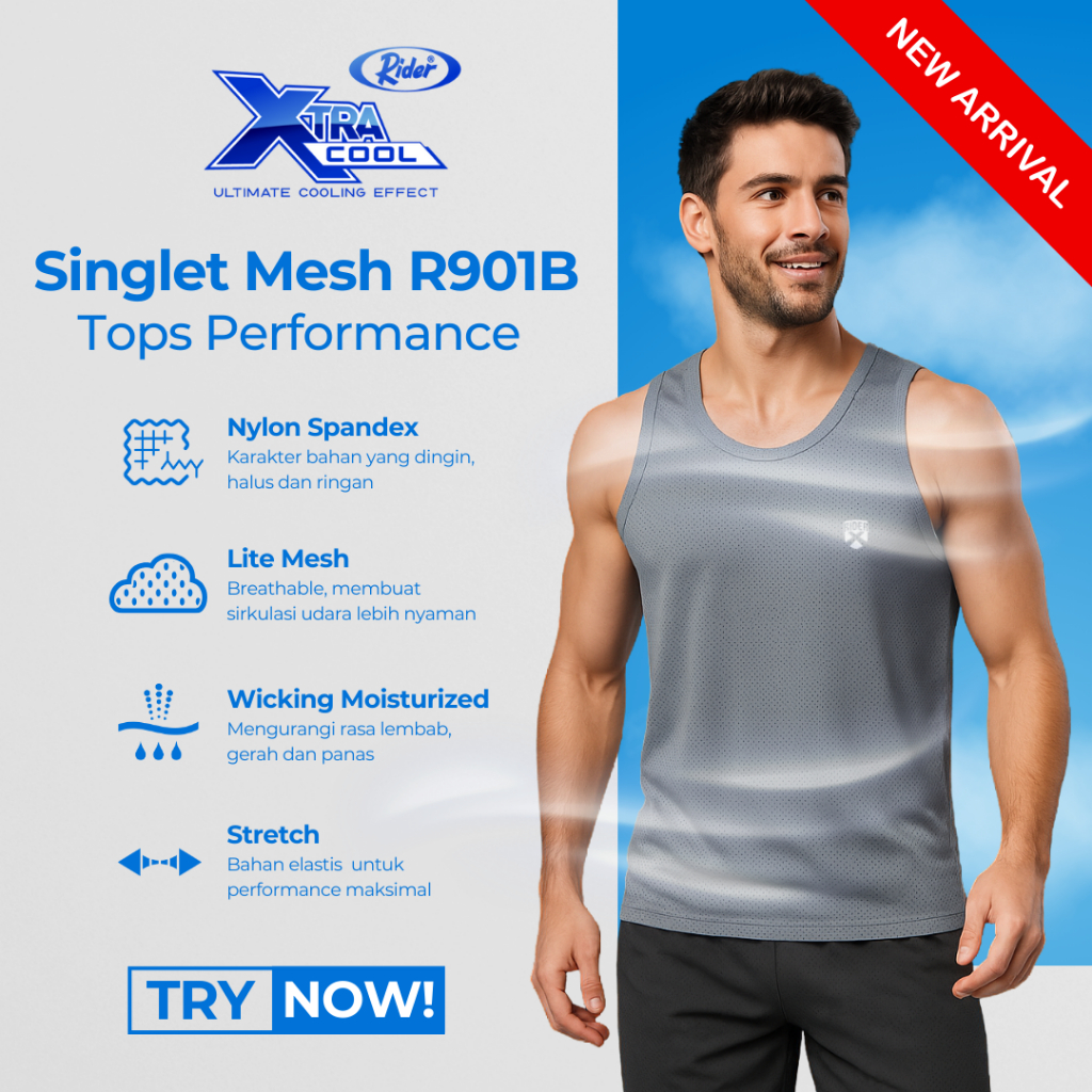 Jual Rider Xtracool Singlet Mesh - Singlet Pria R901BP Warna Putih isi ...