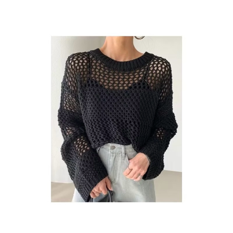 Jual CROP TOP RAJUT JARING / OUTER RAJUT JARING | Shopee Indonesia