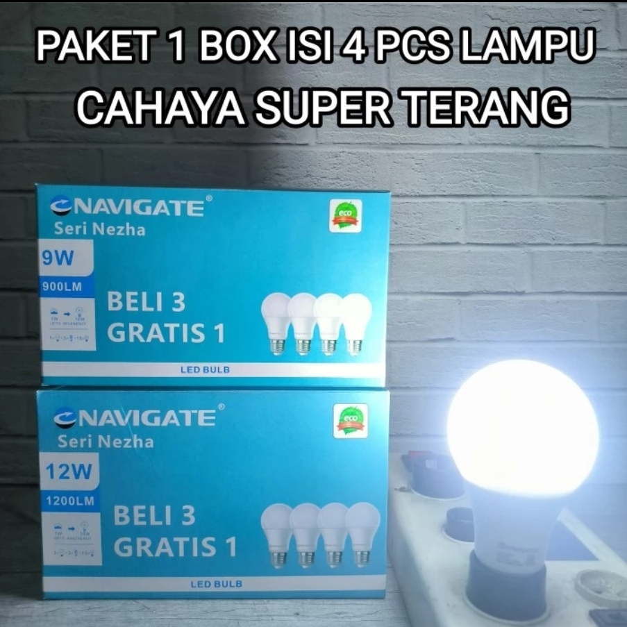 Jual NAVIGATE Paket 3 Free 1 Led Bulb Cahaya Putih 6500K | Shopee Indonesia
