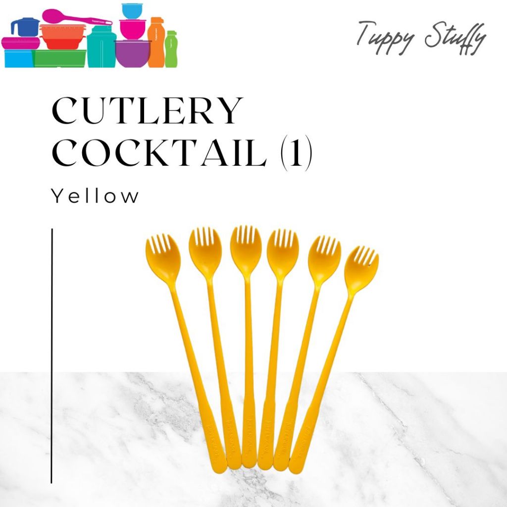 Jual Tupperware Cutlery Cocktail (1) yellow | Sendok garpu pengaduk ...