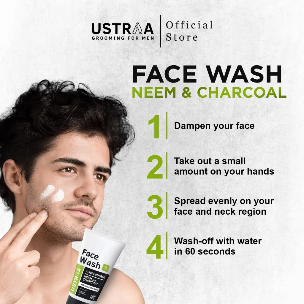 Jual Ustraa Face Wash Neem & Charcoal | 100gr | Facial Wajah Berjerawat ...