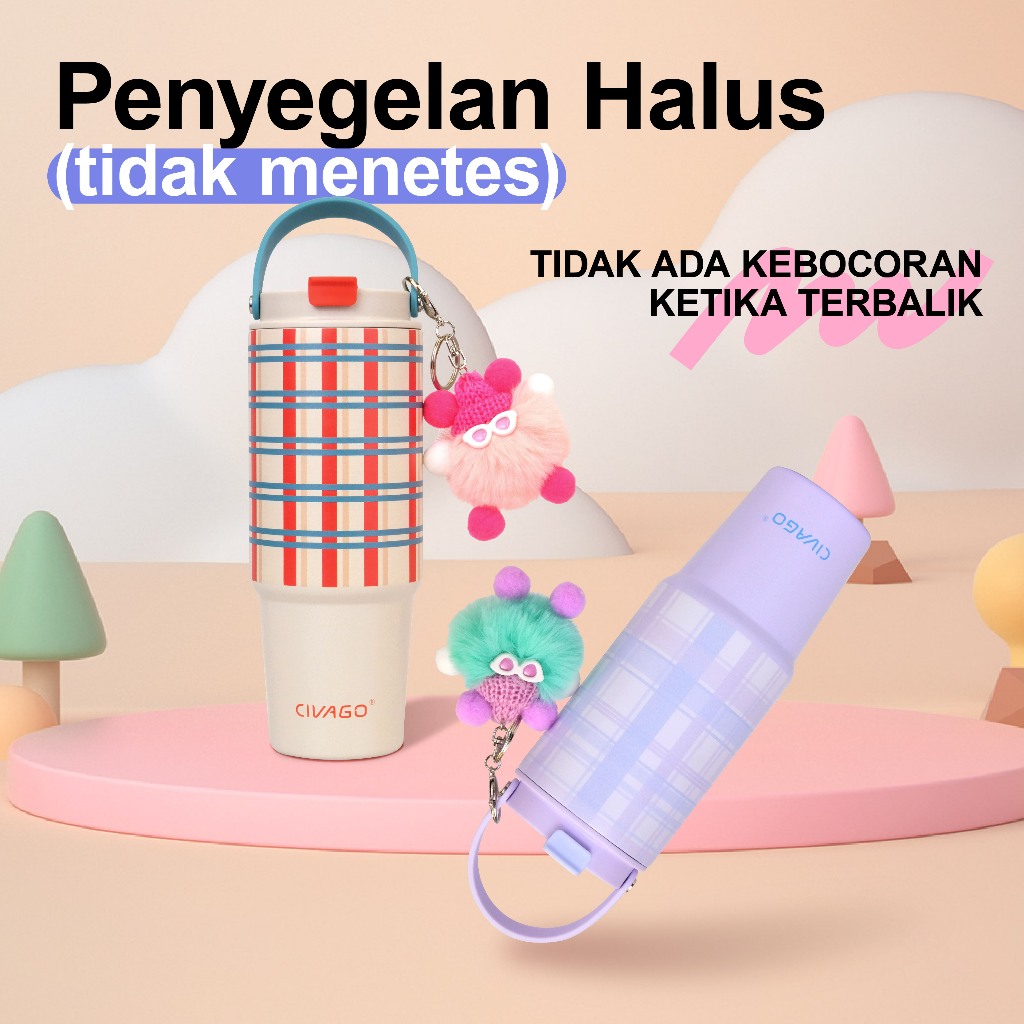 Civago（30oz/887ml）mug Sedotan Termal Untuk Wanita Mug Stainless Steel Kapasitas - foto 5
