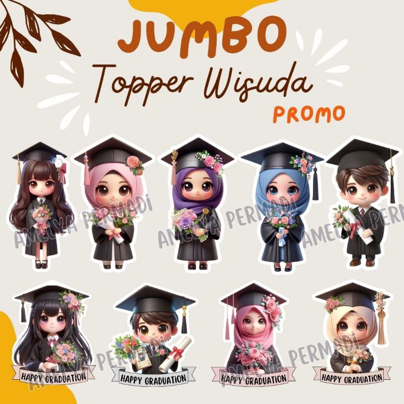 Jual JUMBO 14cm topper toper wisuda kekinian untuk buket happy ...