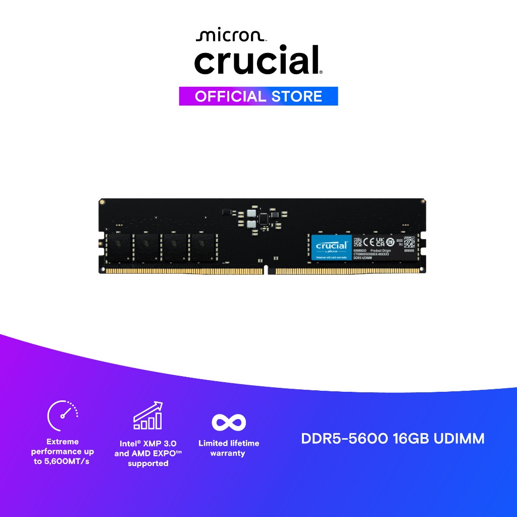 Jual Crucial UDIMM DDR5 8GB 16GB 32GB 5600Mhz CL46 Longdimm Memory RAM ...