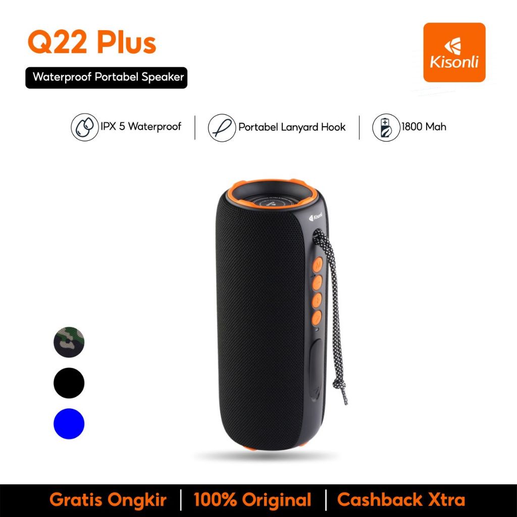 Jual KISONLI Speaker Bluetooth Portable Q22 Plus Dual Bass Speaker ...