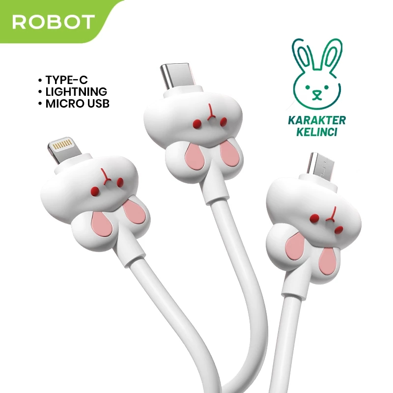 Jual ROBOT RPM100 KABEL DATA MICRO USB 2.4A 100cm RABBIT DESIGN MOTIF ...