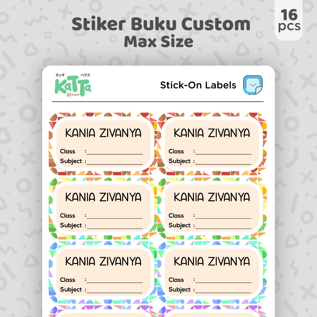 Jual Ay00! Stiker Nama Buku Custom Sticker Mapel Sekolah Label Nama ...