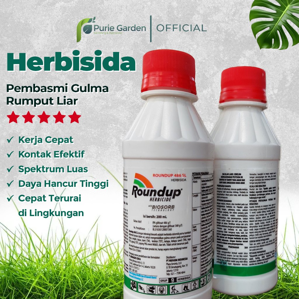 Jual Herbisida Roundup 486SL Racun Pembasmi Rumput & Gulma 200 ML ...