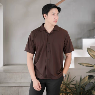 HAIBRO - Kemeja Cove Series Coffe Polos | Kemeja Lengan Pendek