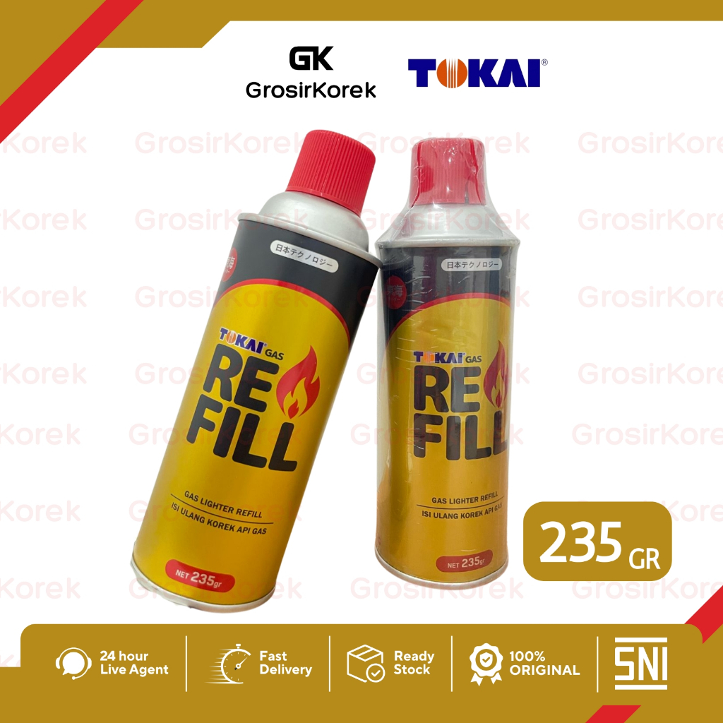 Jual Refill Isi Ulang Korek Api Gas Tabung Tokai 235GR ORI / Butane Gas ...