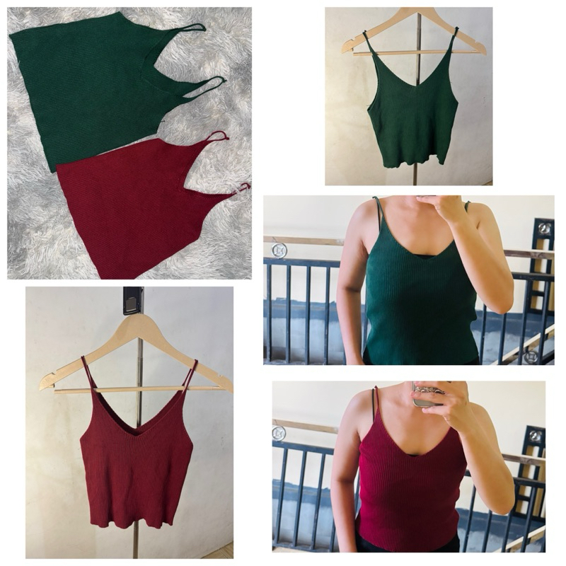 Jual rajut crop top merah dan hijau ( preloved 2 crop top ) | Shopee ...