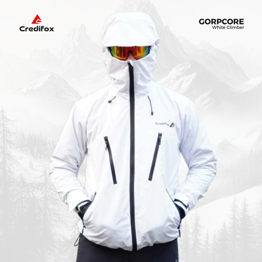 CREDIFOX Jaket Gunung Gorpcore Seri CLIMBER Putih Bahan Taslan JN Premium - Gorpcore Jacke
