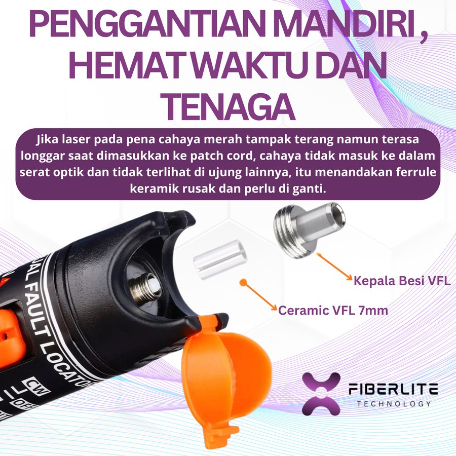 Jual Visual Fault Locator Ceramic 7mm Kepala Besi VFL Komponen Senter ...