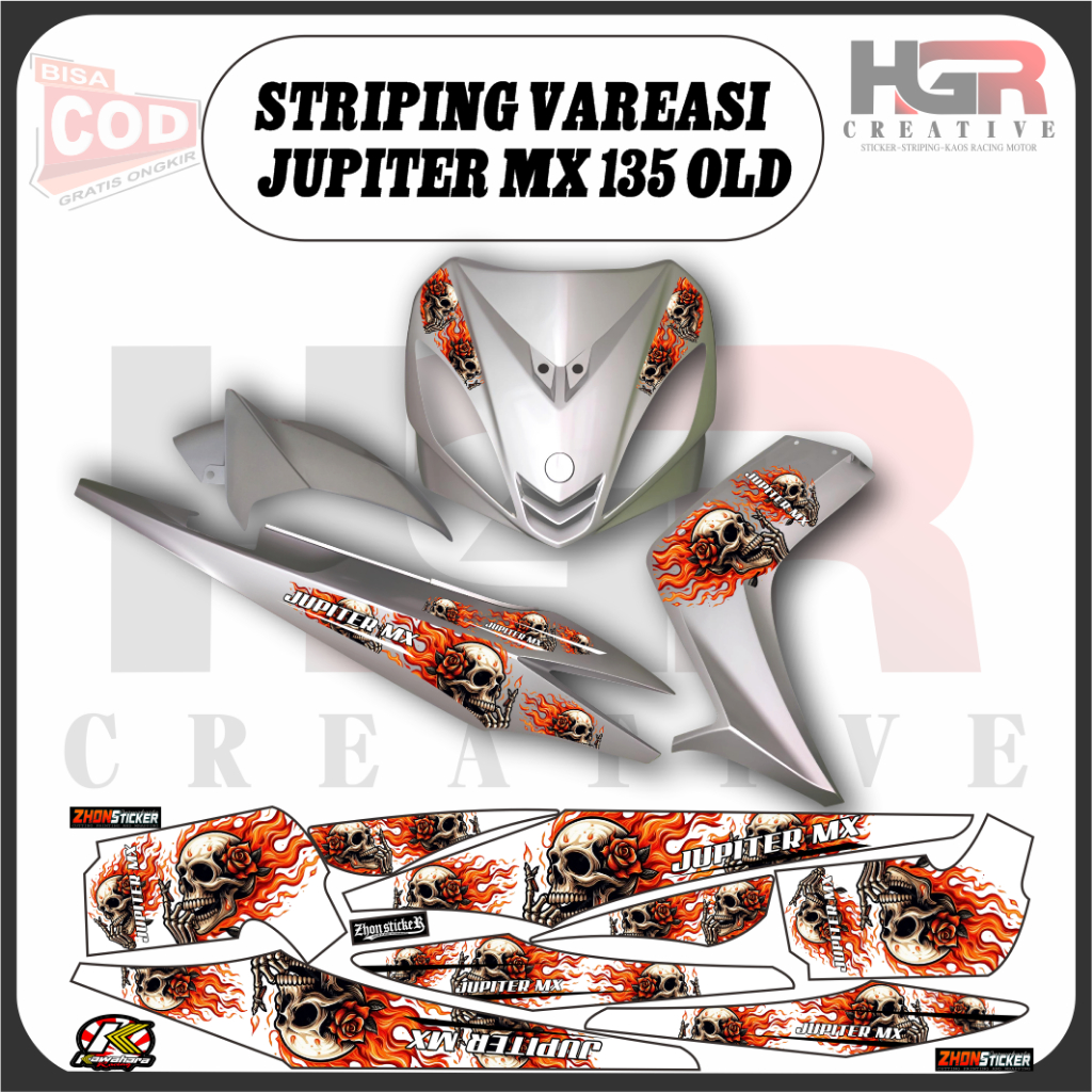Jual Striping Vareasi Jupiter Mx 135 OLD Striping Motif Tengkorak Api ...