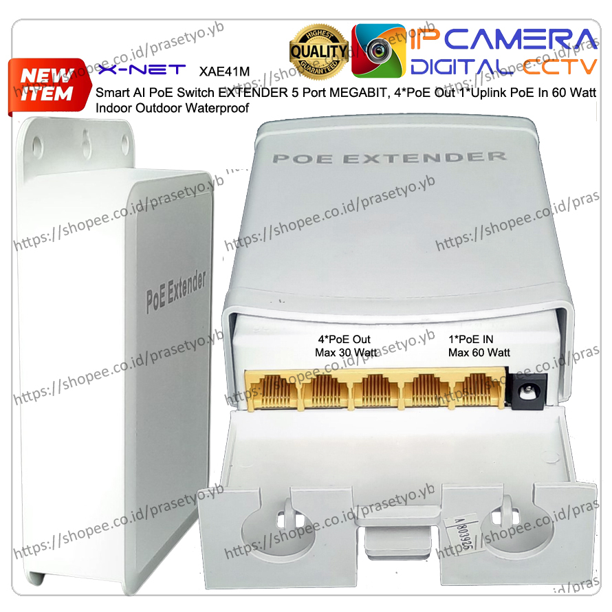 Jual PoE Switch Extender 5 Port MEGABIT, 4 * PoE Out 1 * PoE In 90W ...