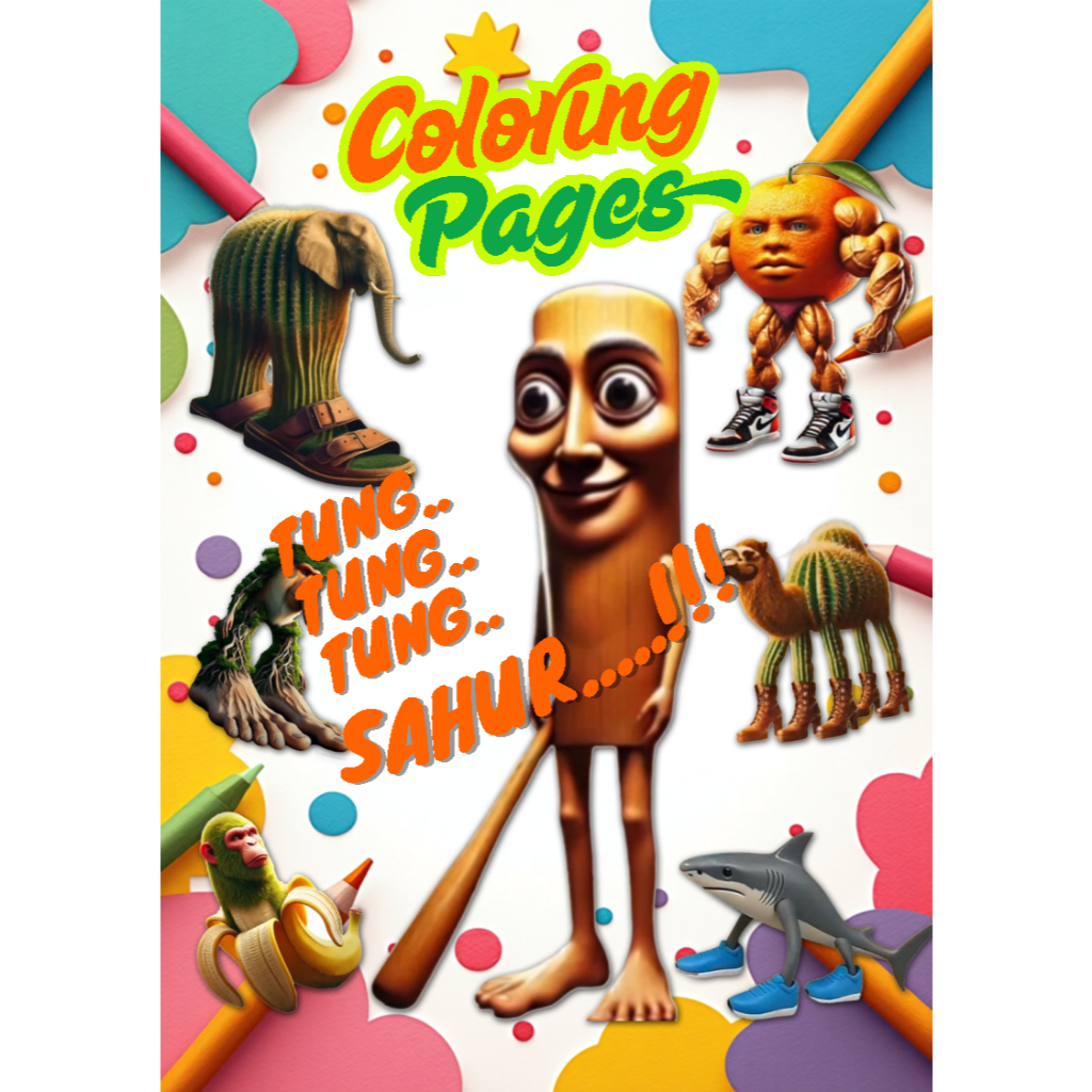 Jual [Imaginari] [Tung Tung Tung Sahur] Buku Gambar Lembar Mewarnai