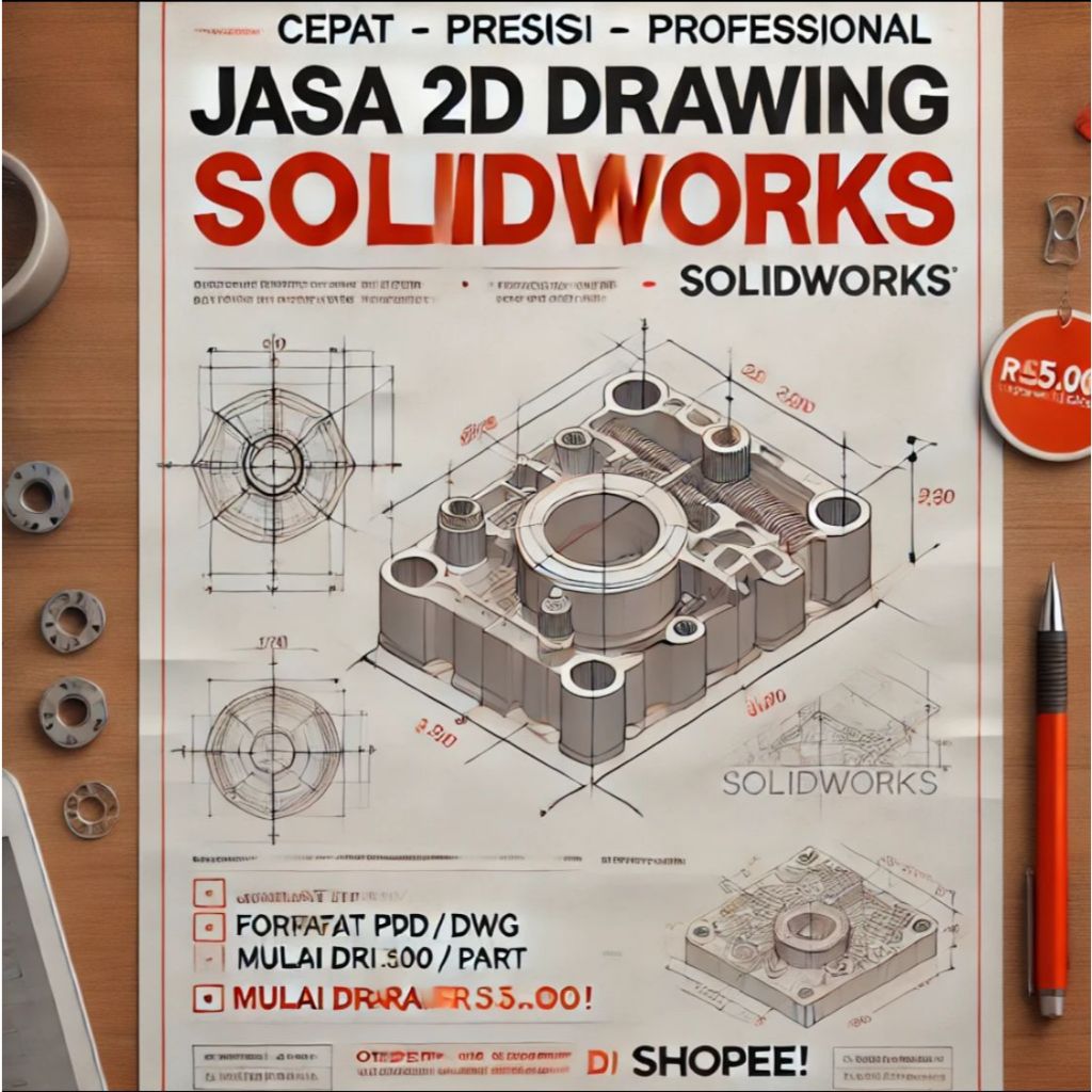 Jual Jasa Desain 2D SolidWorks Part Mesin | Shopee Indonesia