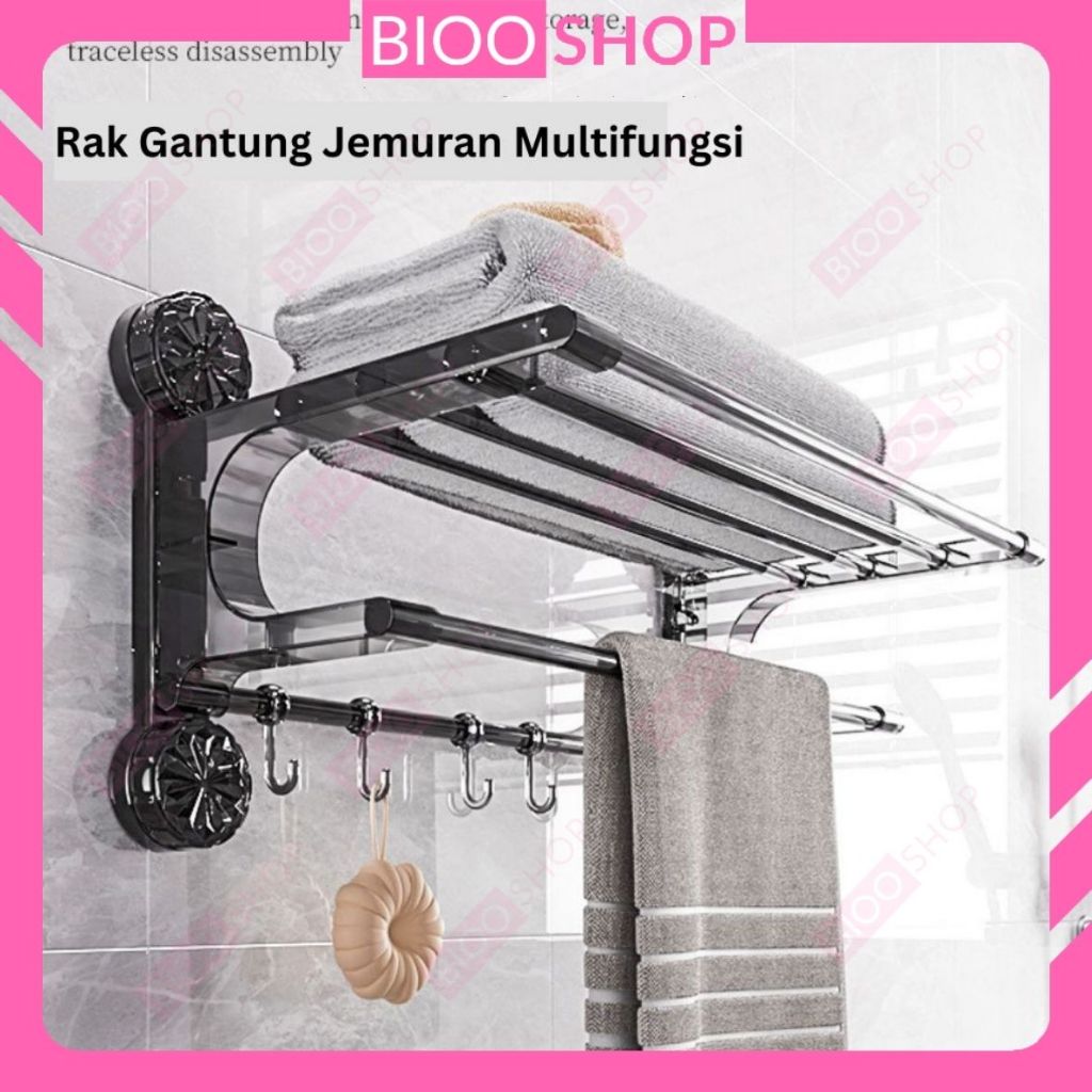 Jual Rak Kamar Mandi Rak Handuk 2 Tingkat Gantungan Dinding Multifungsi ...