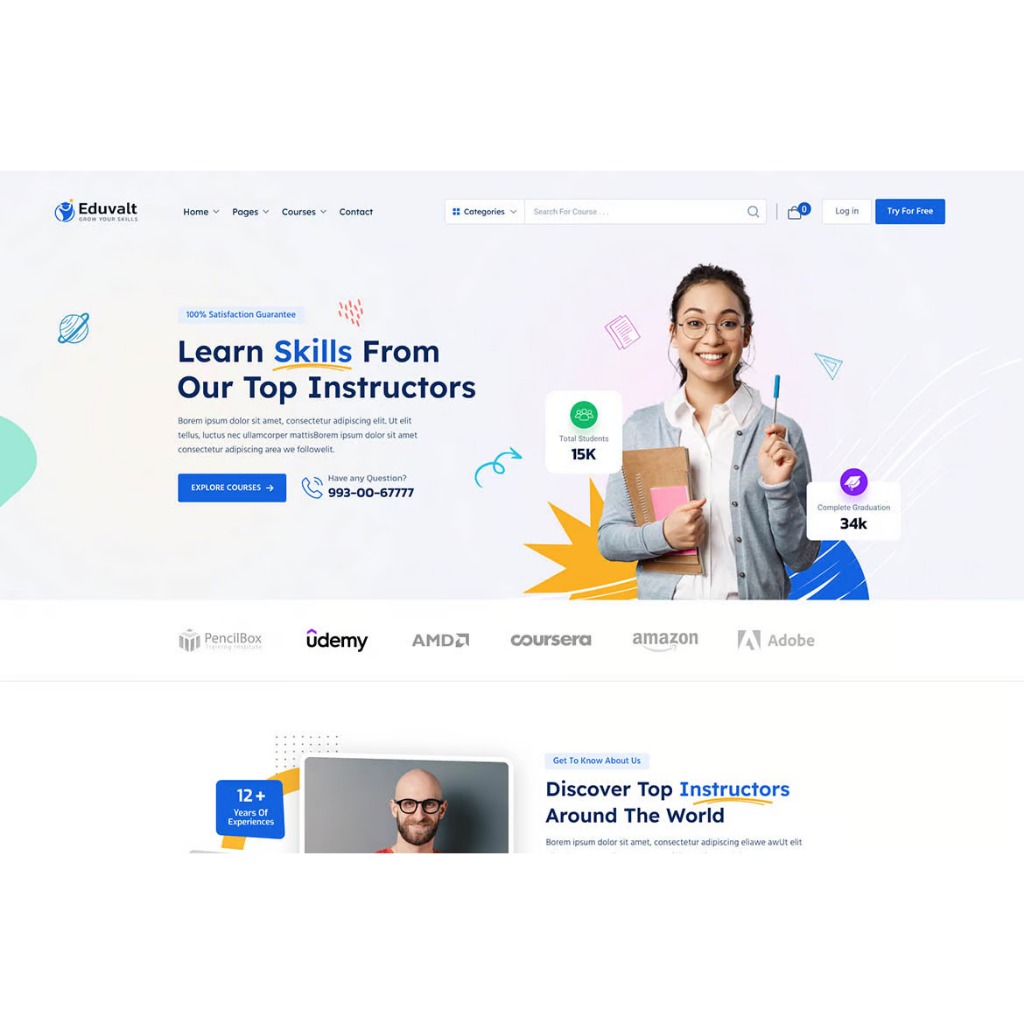 Jual (Template Premium) Eduvalt - Online Courses & Education WordPress ...