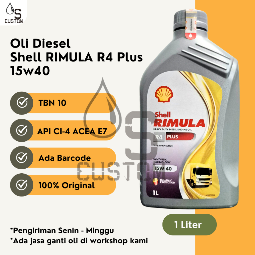 Jual ORIGINAL Shell Rimula R4 Plus 15w40 1L API CI-4 ACEA E7 Oli Diesel ...