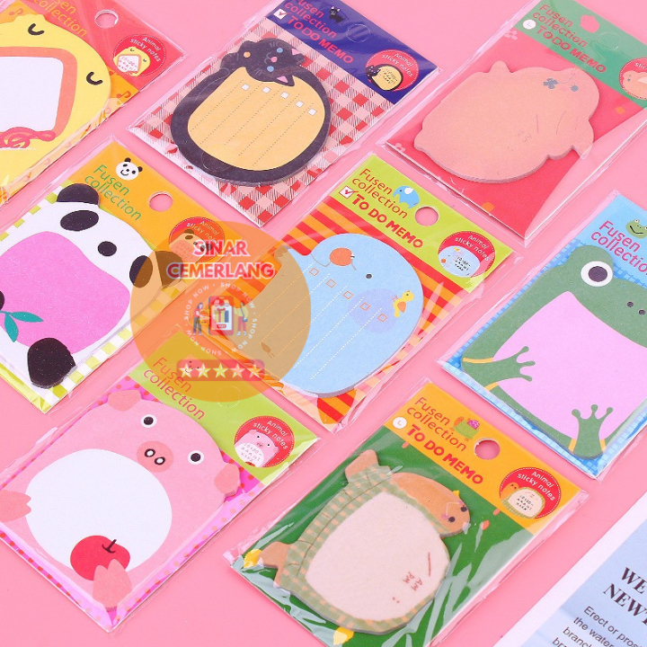 Jual SC 20 Lembar Sticky Notes Motif HEWAN Tempelan Kertas Catatan Memo ...