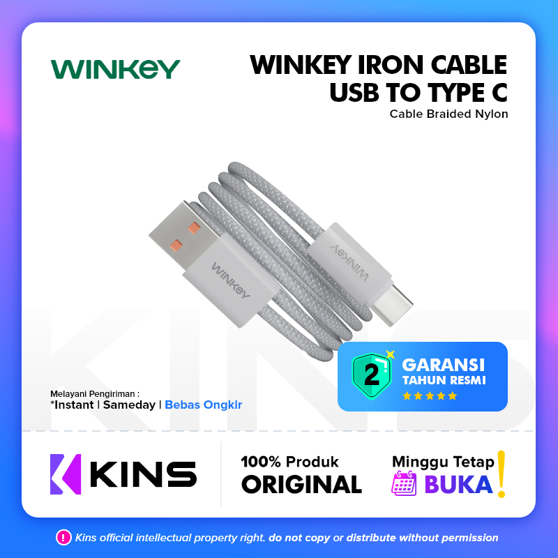 Jual WINKEY Kabel Data Iron Braided Cable USB to Type-C Fast Charging ...