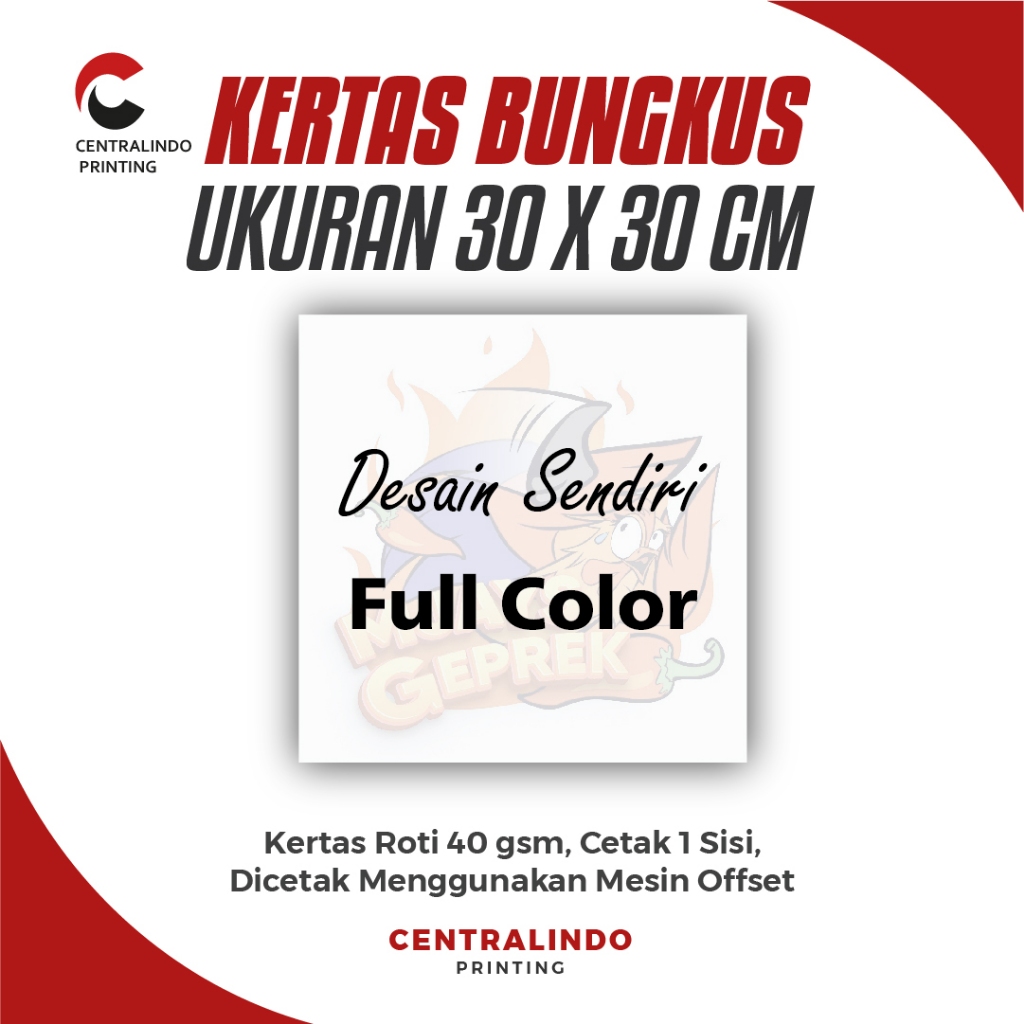 Jual Costum Desain Full Color Kertas Roti/Alas Kue/Alas Roti/Alas ...