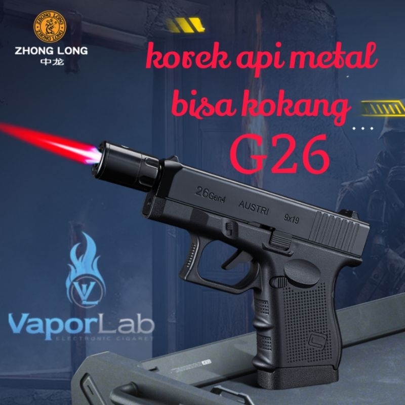Jual korek api gas bara las model pistol glok G26 jet torch lighter ...