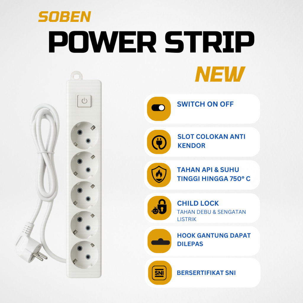 Jual SOBEN Stop Kontak Saklar on off Safety Socket / Colokan Listrik ...