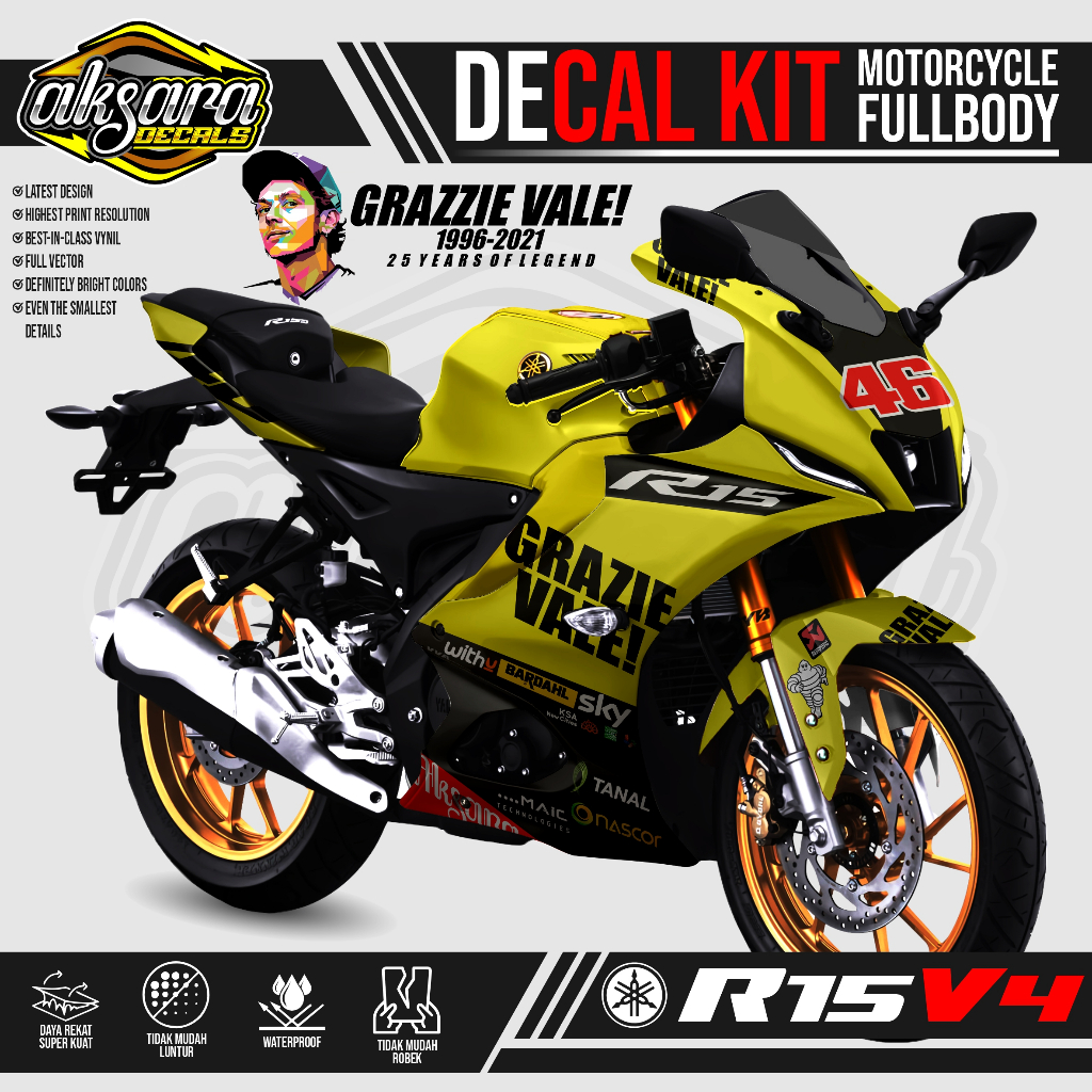 Jual COD STIKER DECAL MOTOR YAMAHA R15 V4 FULL BODY - LIVERY GRAZZIE ...