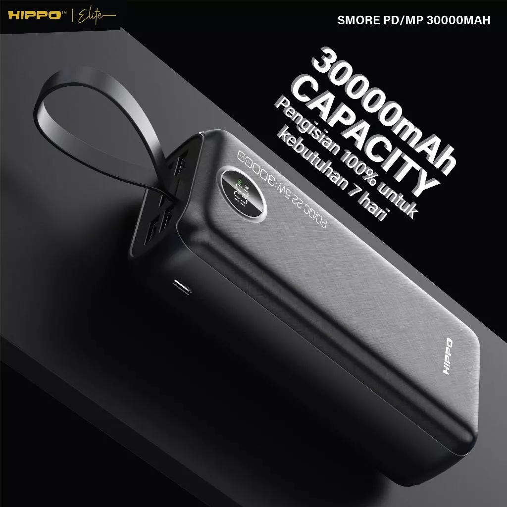 Hippo Powerbank Smore PD 22,5W 30000mAh Quick Fast Charging Power Bank Type C Power Delivery QC 5 Port Output